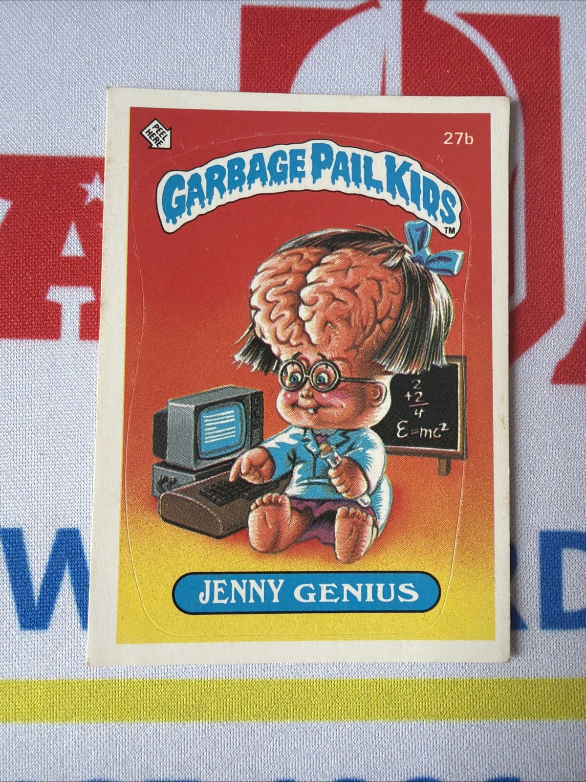 1985 Topps Garbage Pail Kids Series 1 STICKERS #27b Jenny Genius front