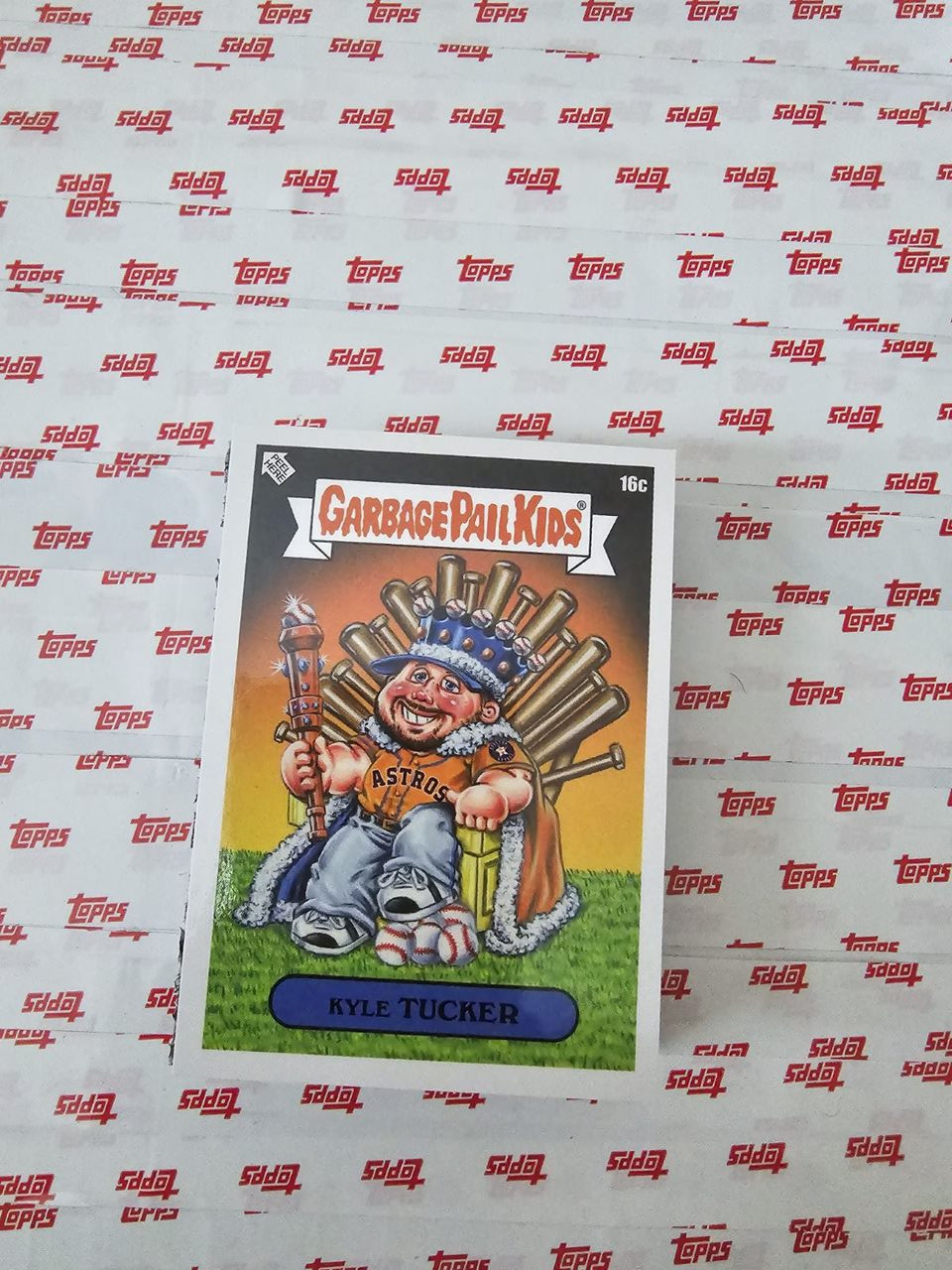 2023 Topps Topps Garbage Pail Kids X Mlb Series 3 Baseball Stitching Foil #16b Throned Tucker front