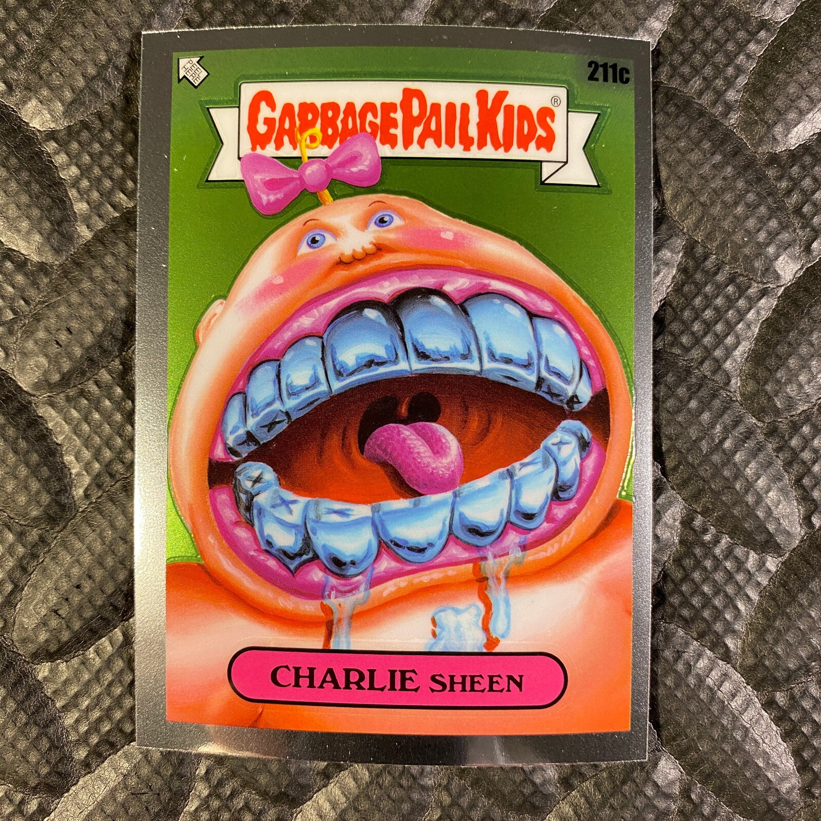 2022 Topps Garbage Pail Kids Chrome #211c Charlie Sheen front