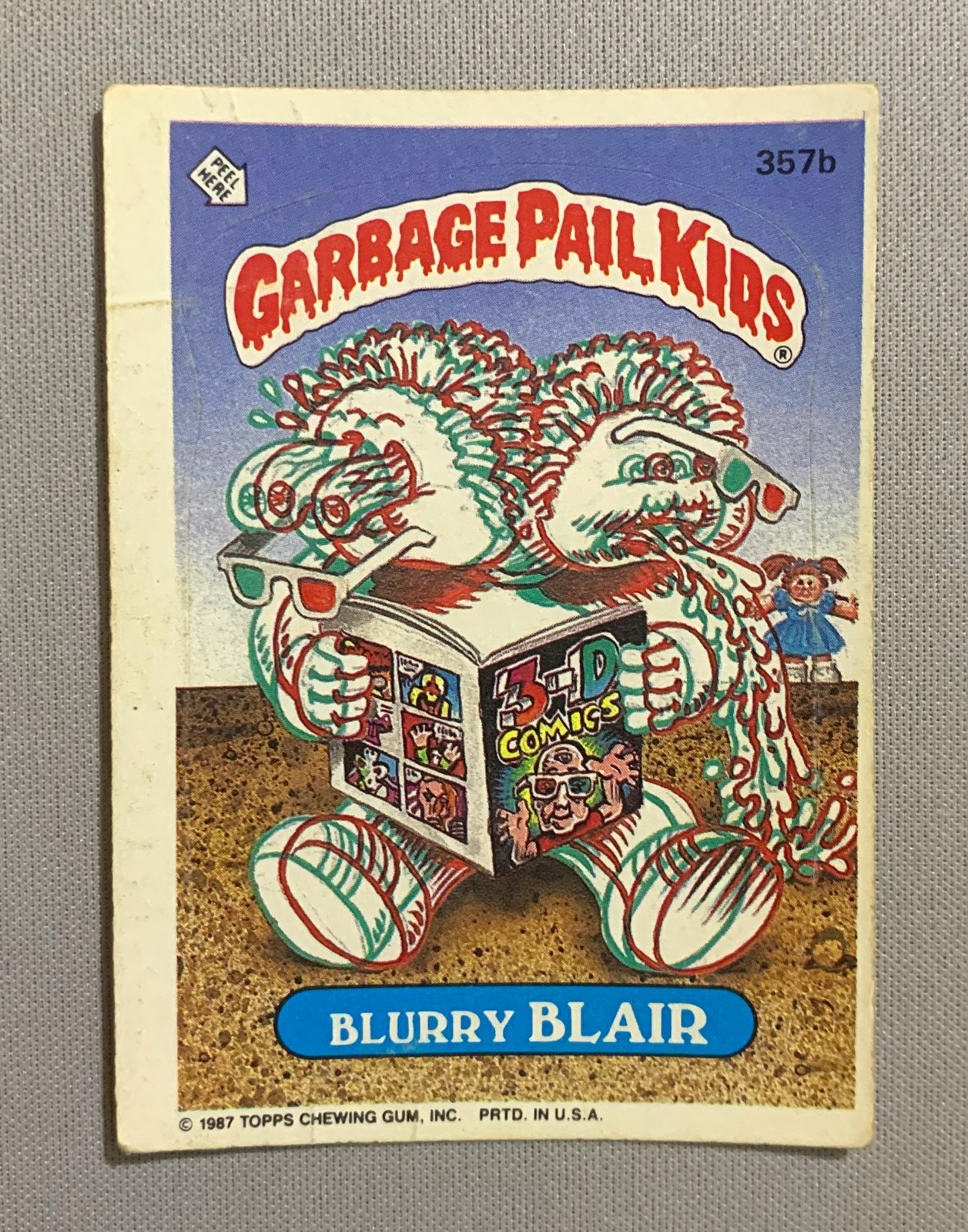 1987 Topps Garbage Pail Kids Series 9 #357b Blurry Blair front