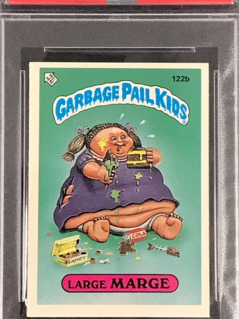 1986 Topps Garbage Pail Kids Stickers-U.K. Minis #122b Large Marge front