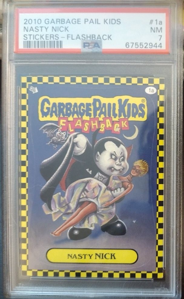 2010 Topps Garbage Pail Kids Stickers Flashback #1a Nasty Nick front