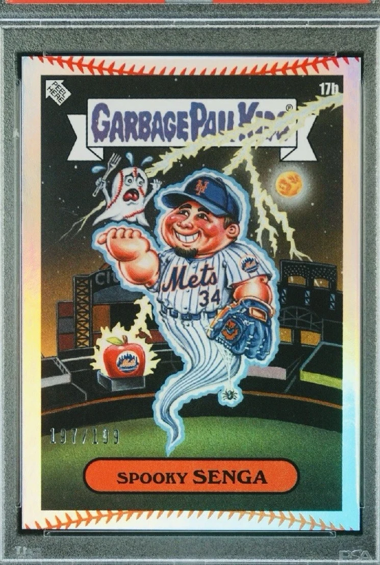 2023 Topps Topps Garbage Pail Kids X Mlb Series 3 Baseball Stitching Foil #17b Spooky Senga front