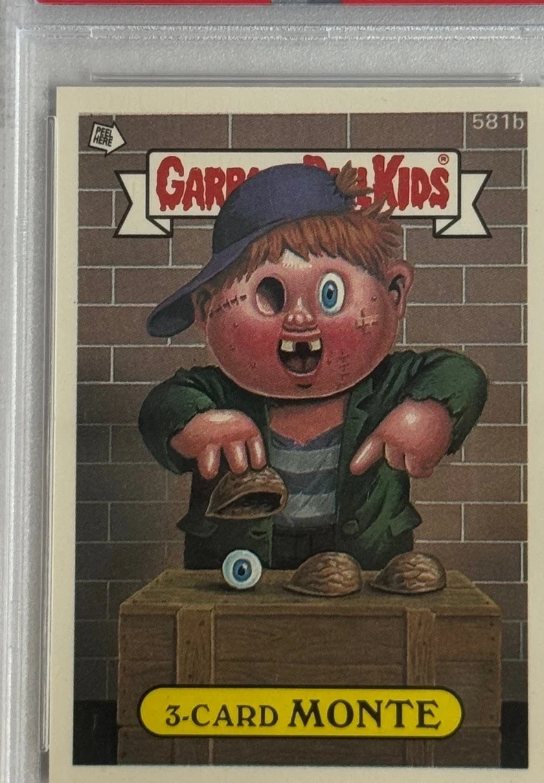 1988 Topps Garbage Pail Kids Series 15 Die-Cut-Checklist #581b 3-Card Monte front
