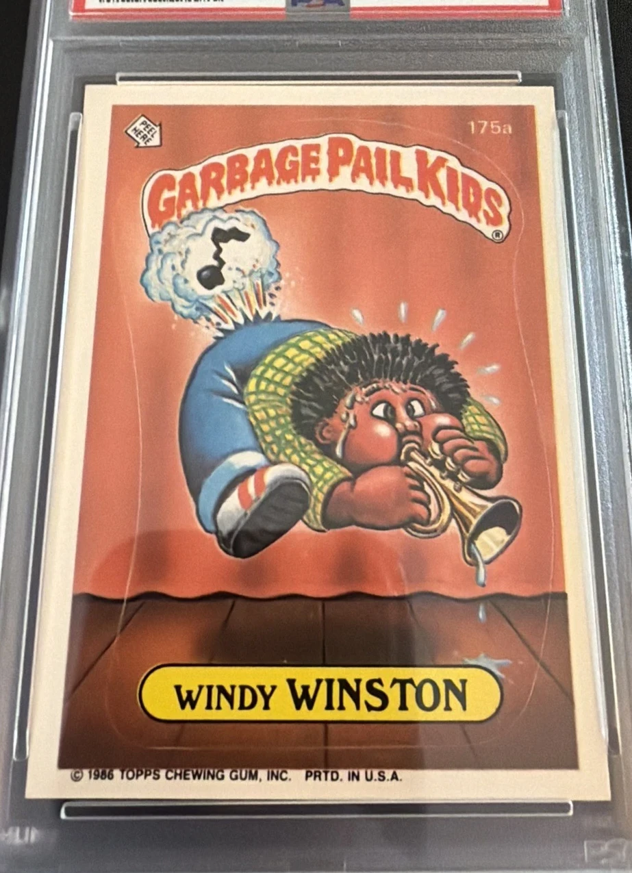 1986 Topps Garbage Pail Kids Series 5 Arm Section Back #175a Windy Winston front