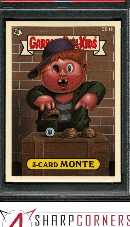 1988 Topps Garbage Pail Kids Series 15 Die-Cut-Libra-Scorpio Back #581b 3-Card Monte front