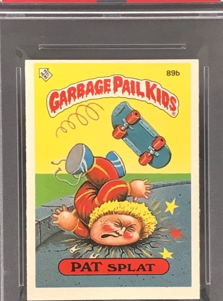 1986 Topps Garbage Pail Kids Stickers-U.K. Minis #89b Pat Splat front