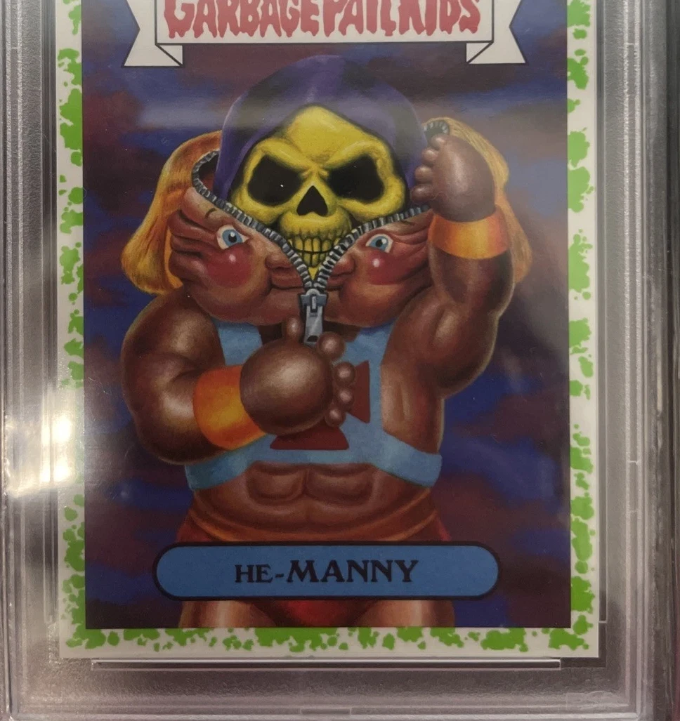 2018 Topps Garbage Pail Kids Series 1 80'S Cartoons Stickers Puke #1a He-Manny front