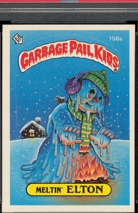 1986 Topps Garbage Pail Kids Series 4 #158a Meltin' Elton front