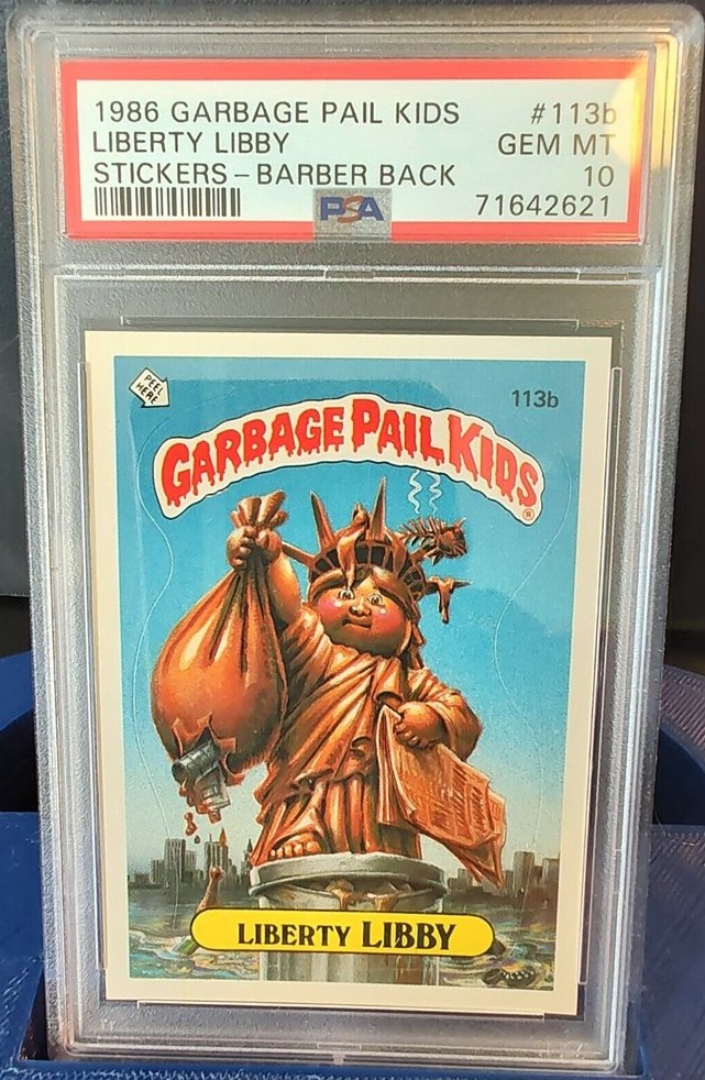 1986 Topps Garbage Pail Kids Stickers Barber Back #113b Liberty Libby front