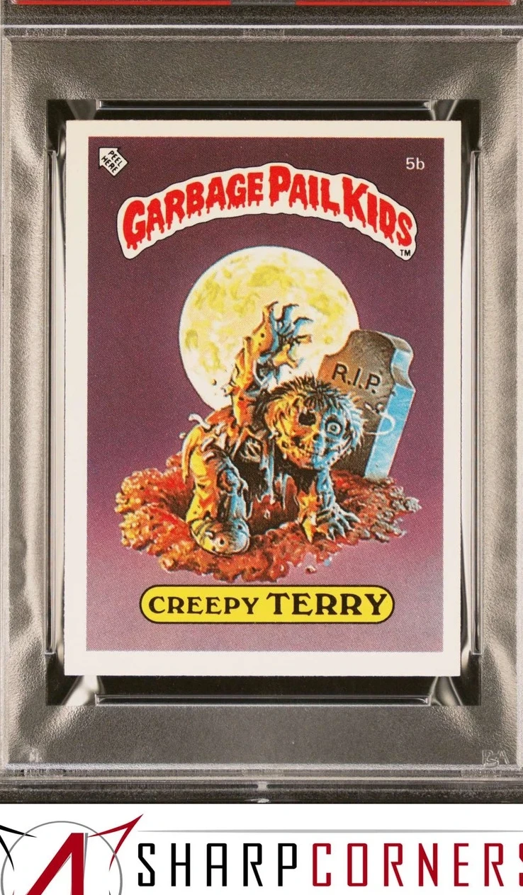 1986 Topps Garbage Pail Kids Stickers-U.K. Minis Checklist #5b Creepy Terry front