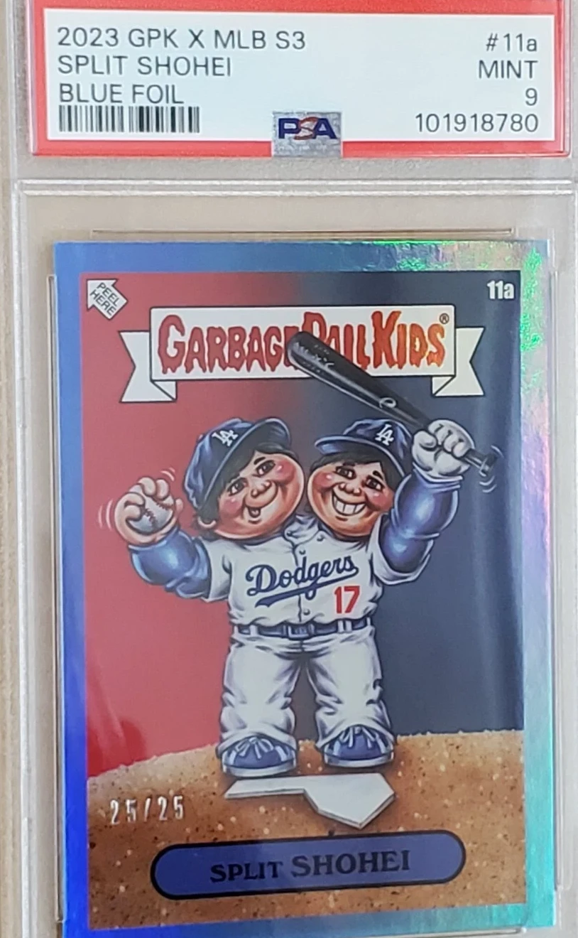 2023 Topps Topps Garbage Pail Kids X Mlb Series 3 Blue Foil #11a Split Shohei front