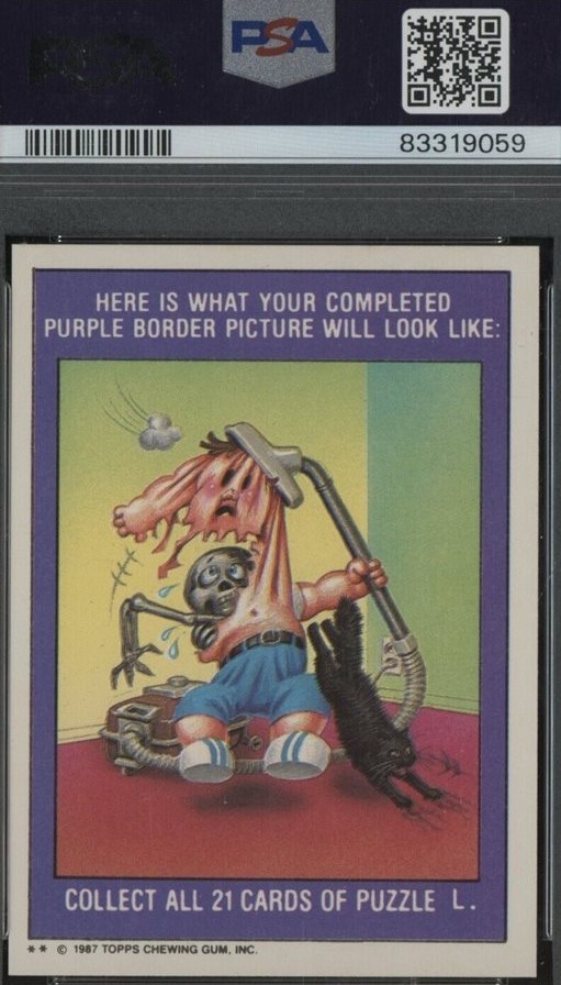1987 Topps Garbage Pail Kids Series 10 Prpl.Brdr.Pzl."L"Back #379a Locked Dorian front