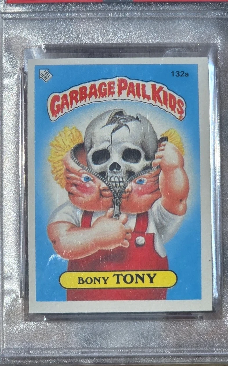1986 Topps Garbage Pail Kids Stickers-U.K. Minis Checklist #132a Bony Tony front