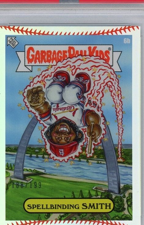 2023 Topps Topps Garbage Pail Kids X Mlb Series 3 Baseball Stitching Foil #6b Spellbinding Smith front