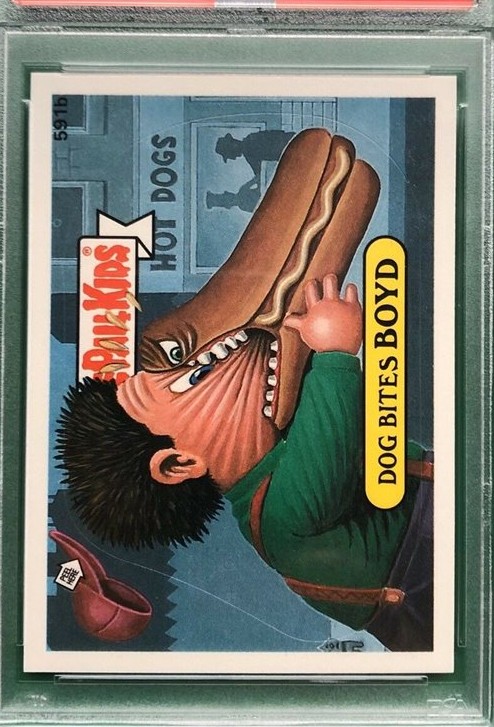 1988 Topps Garbage Pail Kids Series 15 Die-Cut #591b Dog Bites Boyd front