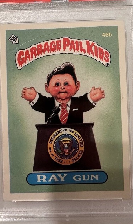 1985 Topps Garbage Pail Kids Series 2 Glossy-Schizo Fran Checklist #46b Ray Gun front