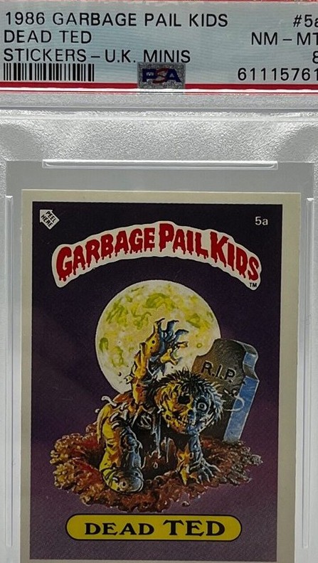 1986 Topps Garbage Pail Kids Stickers-U.K. Minis #5a Dead Ted front