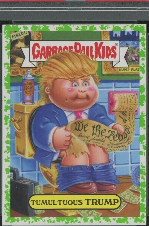 2016 Topps Topps Garbage Pail Kids American U.S. Presidential Candidate Sticker Puke #3b Tumultuous Trump front