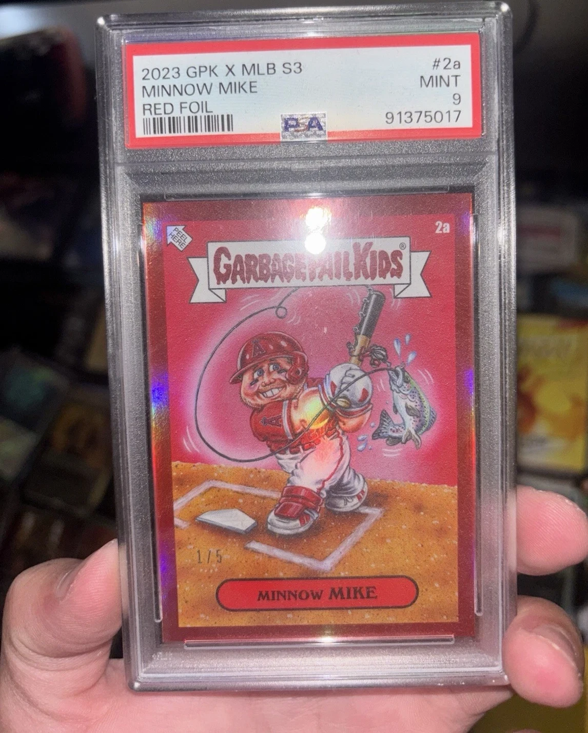 2023 Topps Topps Garbage Pail Kids X Mlb Series 3 Red Foil #2a Minnow Mike front