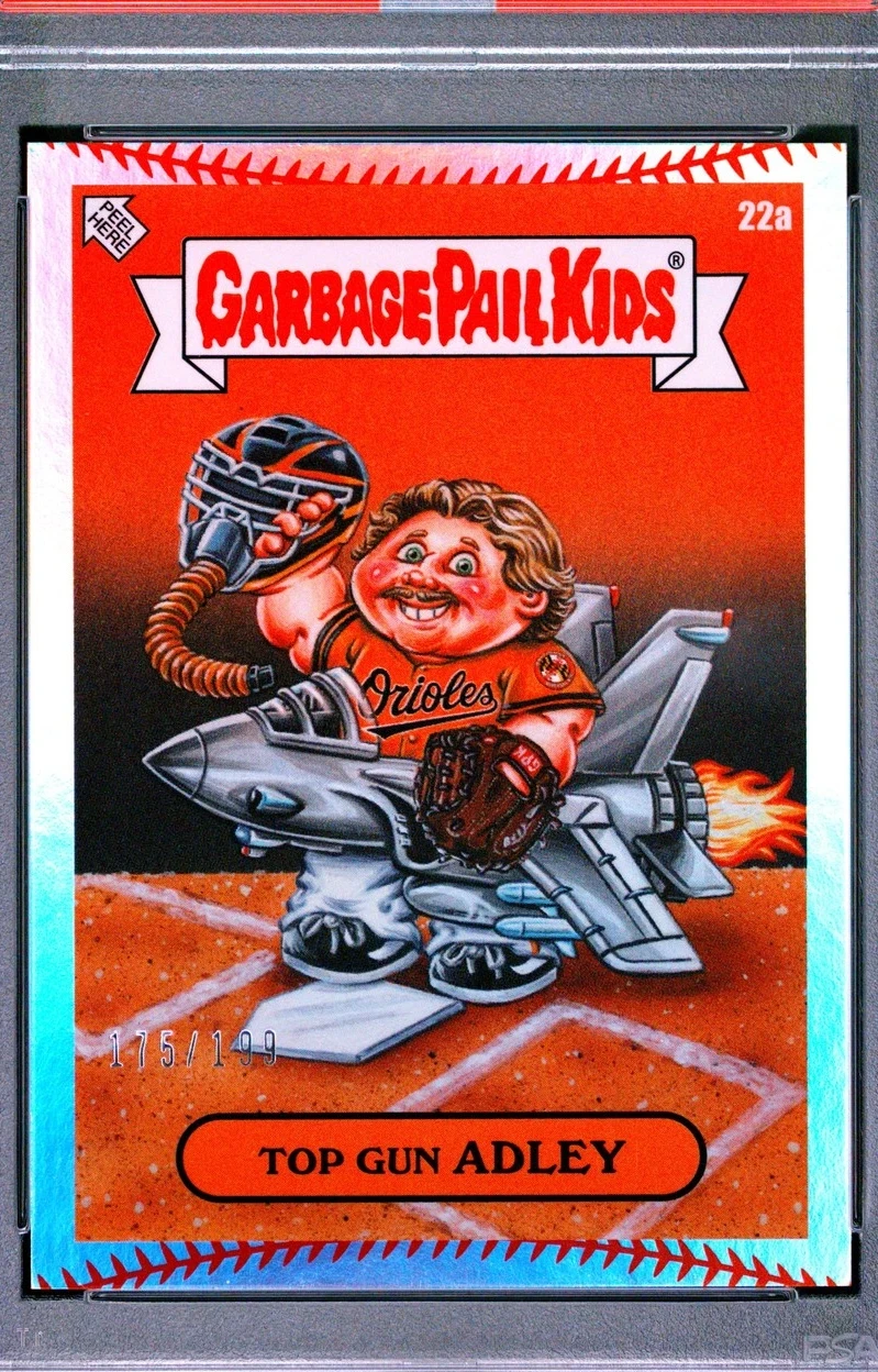2023 Topps Topps Garbage Pail Kids X Mlb Series 3 BASEBALL STITCHING FOIL #22A Top Gun Adley front