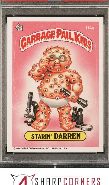 1986 Topps Garbage Pail Kids Stickers Die-Cut Error #114a Starin' Darren front