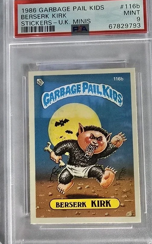 1986 Topps Garbage Pail Kids Stickers-U.K. Minis #116b Berserk Kirk front