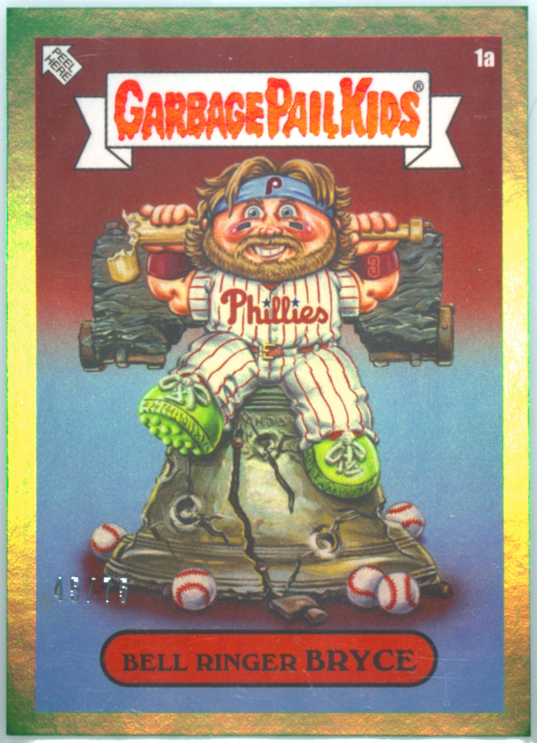 2023 Topps Topps Garbage Pail Kids X Mlb Series 3 Green Foil #1a Bell Ringer Bryce front