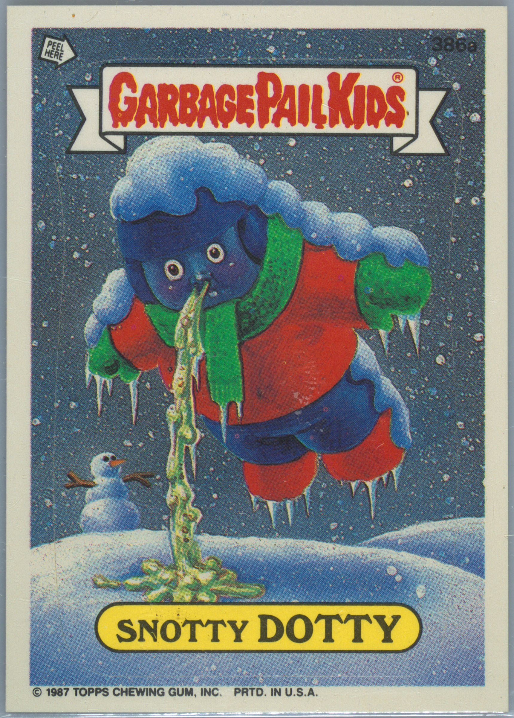 1987 Topps Garbage Pail Kids Series 10 #386a Snotty Dotty front