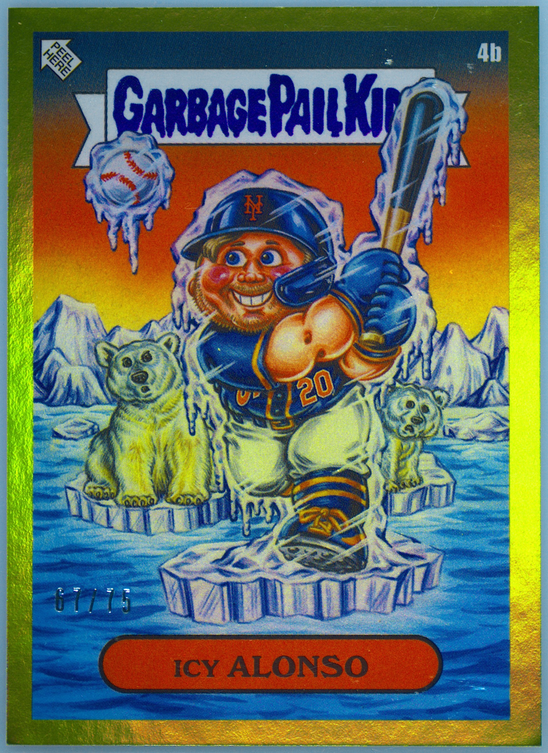 2023 Topps Topps Garbage Pail Kids X Mlb Series 3 Green Foil #4b Icy Alonso front