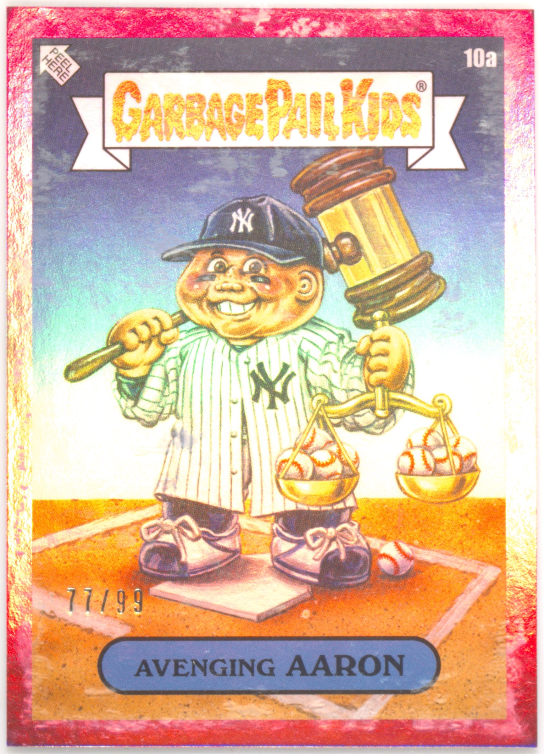2023 Topps Topps Garbage Pail Kids X Mlb Series 3 Pink Foil #10a Avenging Aaron front