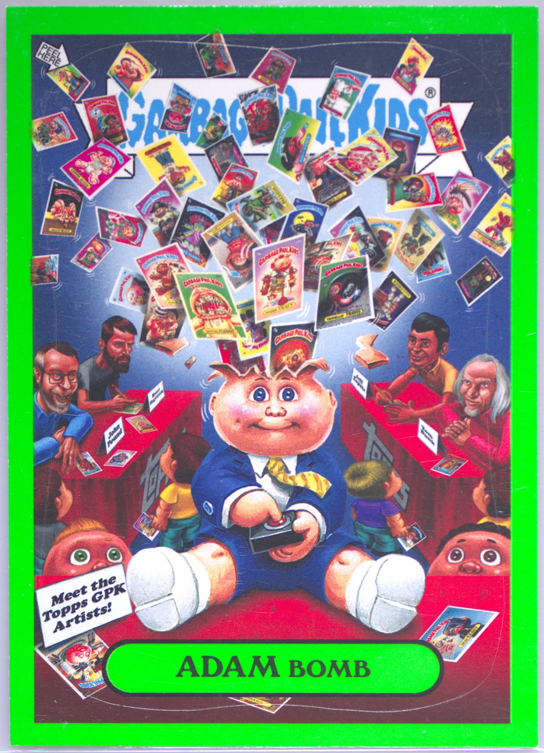 2011 Topps Garbage Pail Kids Flashback Adam Mania Stickers Green #10 Adam Bomb front