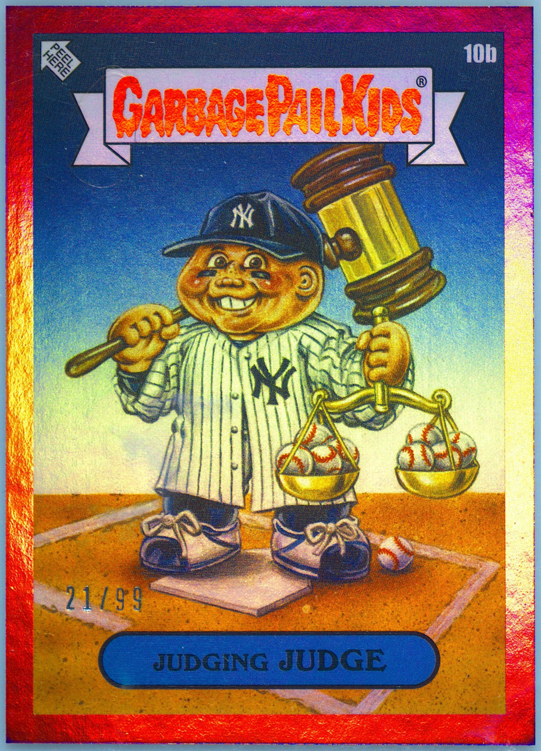 2023 Topps Topps Garbage Pail Kids X Mlb Series 3 Pink Foil #10b Judging Judge front