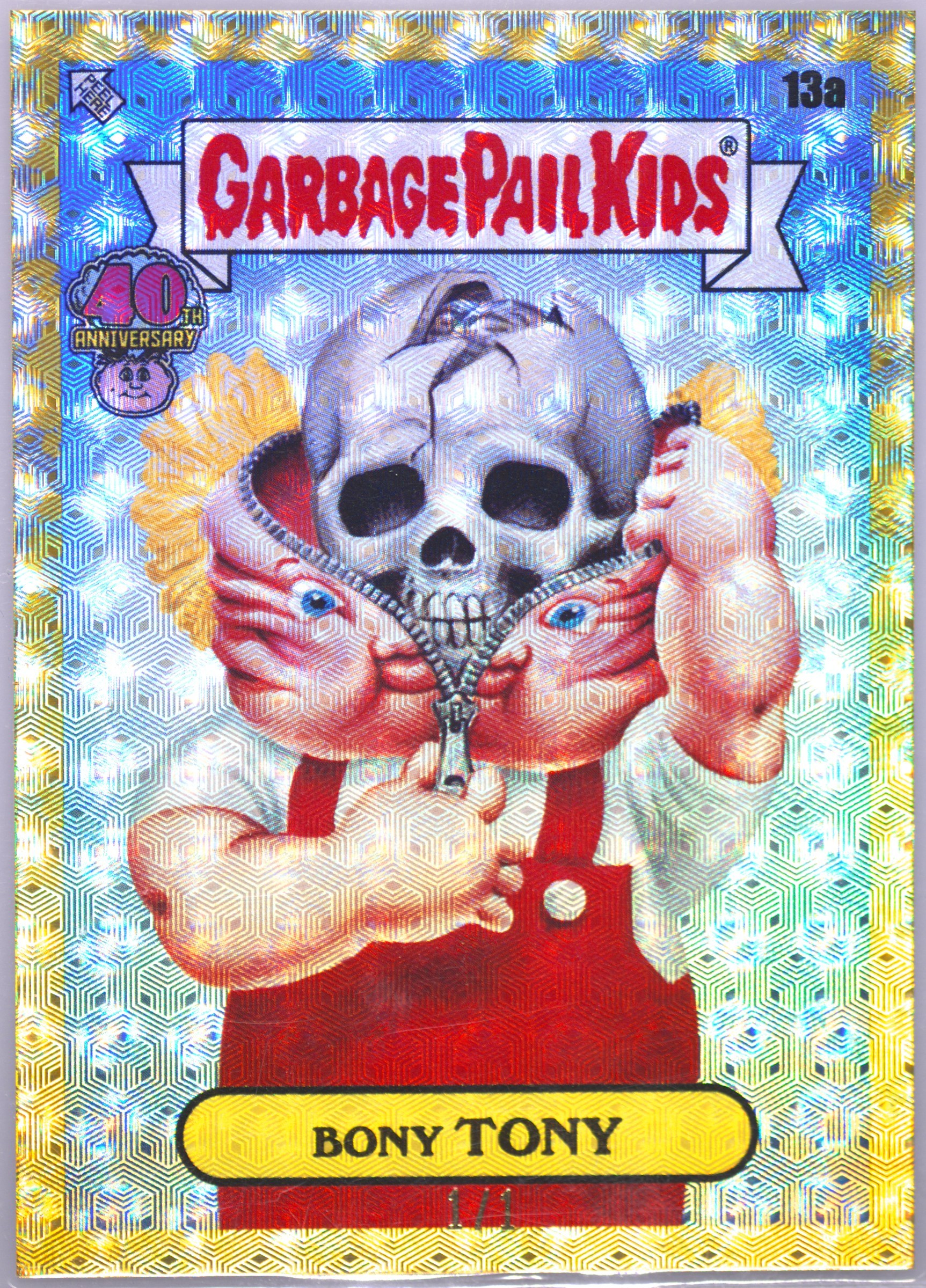 2025 Topps Worst Of Garbage Pail Kids 40Th Anniversary Foilfractor 1/1 #13a Bony Tony front