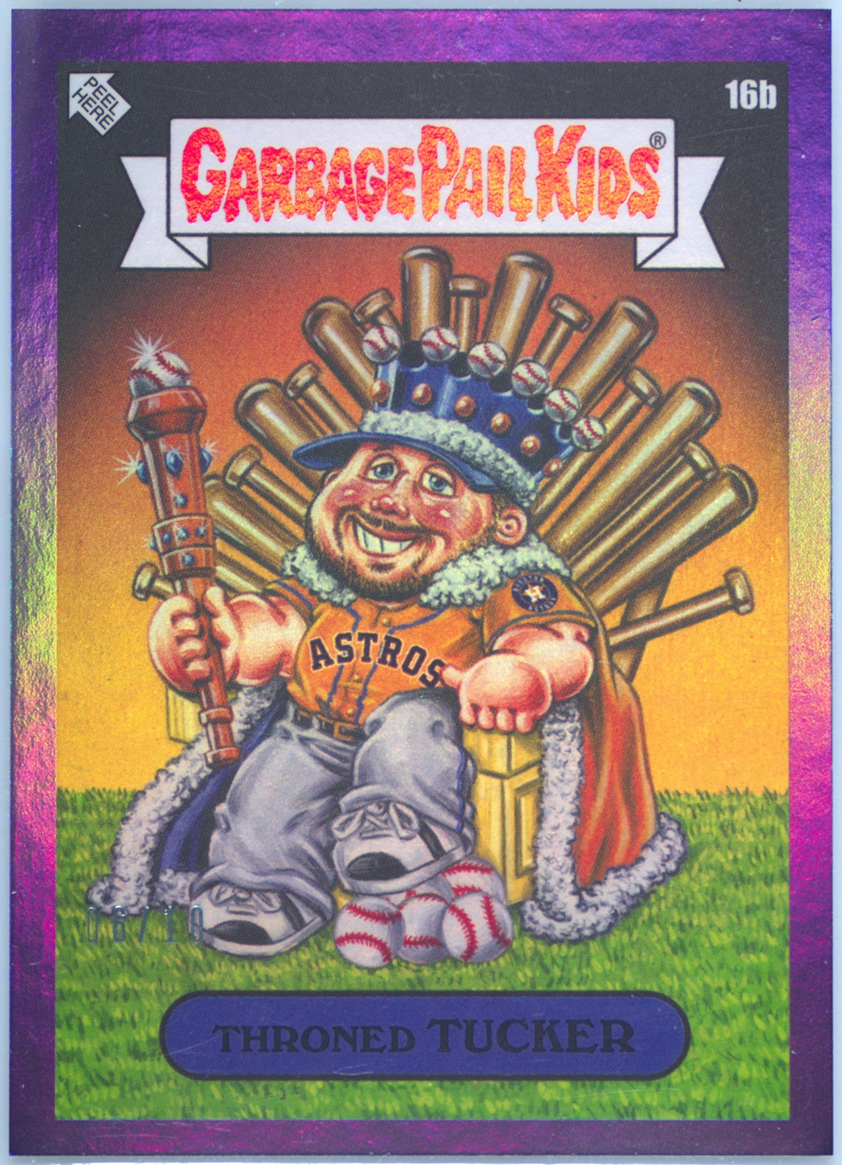 2023 Topps Topps Garbage Pail Kids X Mlb Series 3 Purple Foil #16b Throned Tucker front