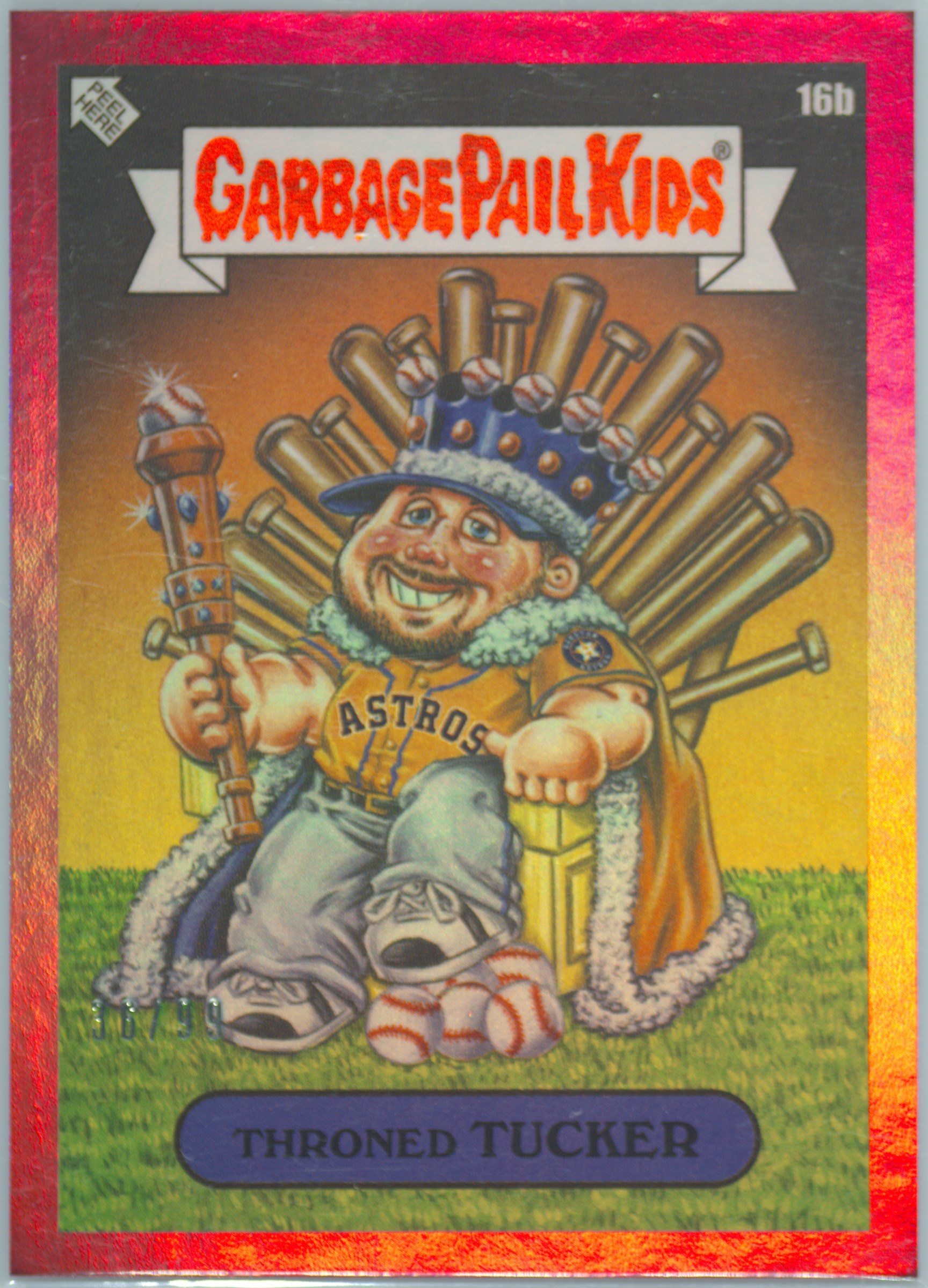 2023 Topps Topps Garbage Pail Kids X Mlb Series 3 Pink Foil #16b Throned Tucker front