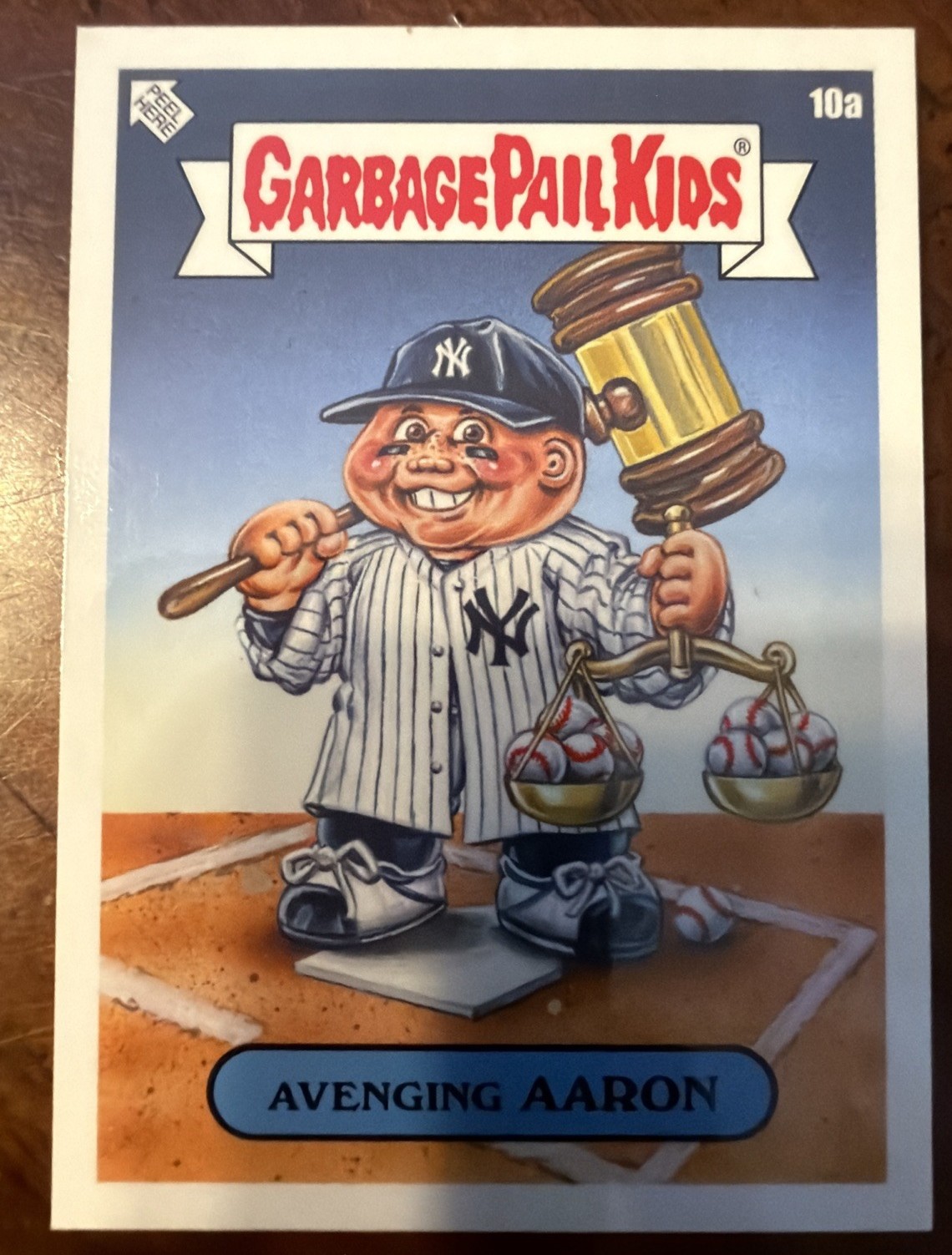 2023 Topps Topps Garbage Pail Kids X Mlb Series 3 Blue Foil #10a Avenging Aaron front